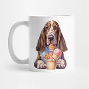 Cute dog basset hound cartoon ice cream gift ideas Mug